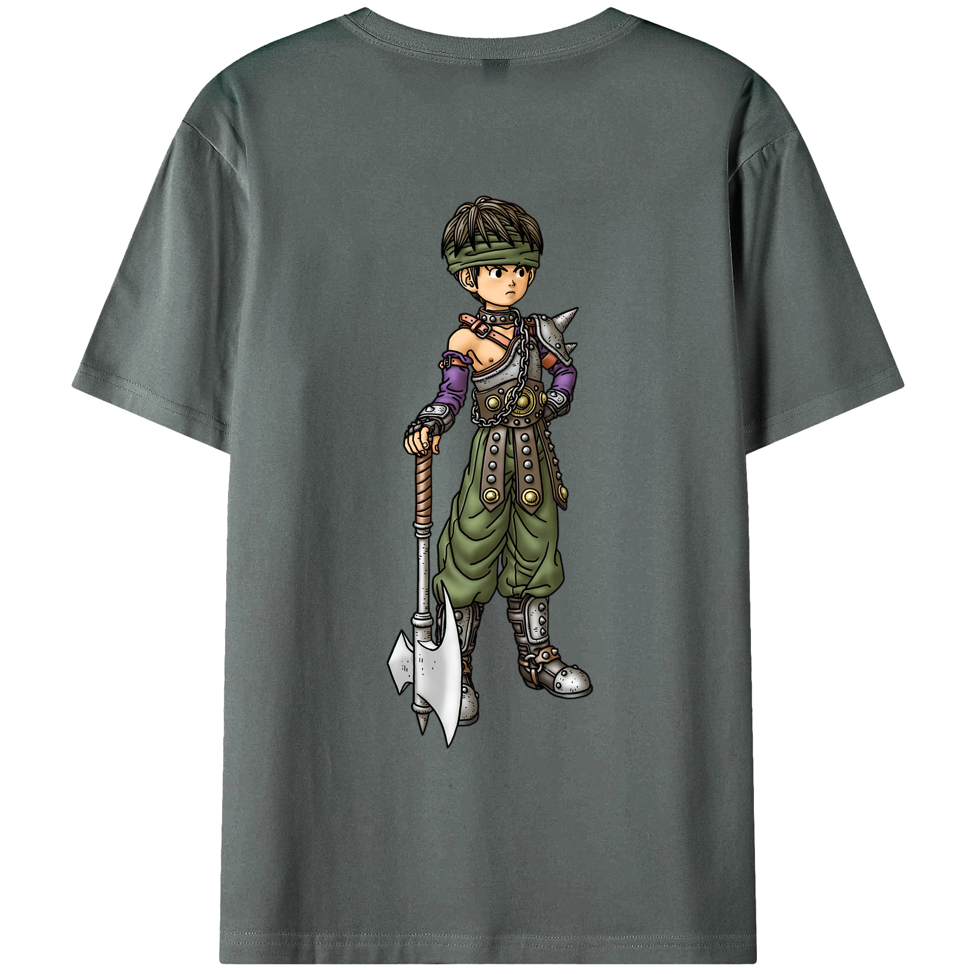 （画像用） ドラゴンクエスト Doragon Kuesuto Dragon Quest 綿100％ メンズ半袖Tシャツ（バックプリント） 通気性
